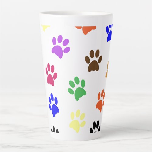 Colorful Dog Paw Prints Latte Mug 