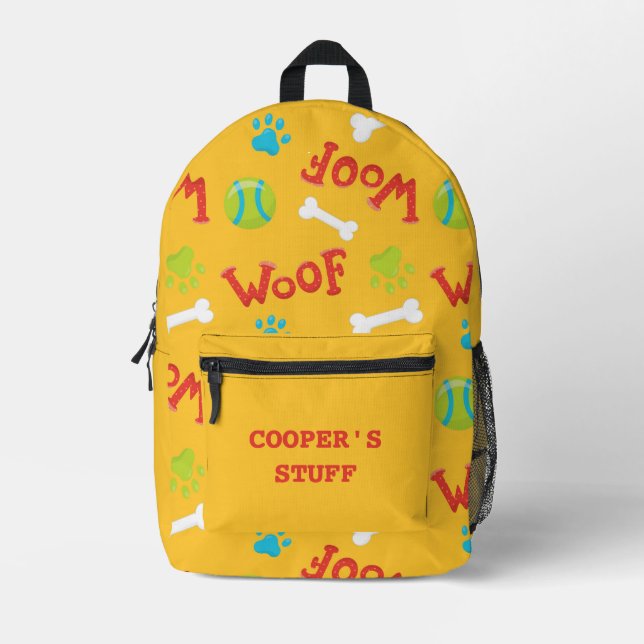 Colorful  Dog Paw Prints  Printed Backpack (Front)