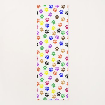 Colorful Dog Paw Prints Yoga Mat by PugWiggles at Zazzle