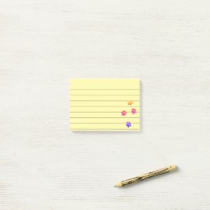Colorful Dog Paw Tracks Lined 4x3 Post-it Notes