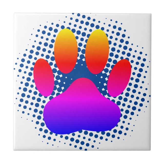 Colorful Dog Pawprint Tile (Front)