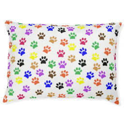 Colorful Dog Pawprints Pet Bed