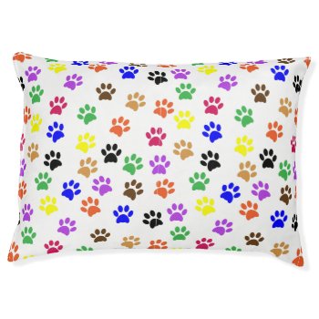Colorful Dog Pawprints Pet Bed by PugWiggles at Zazzle