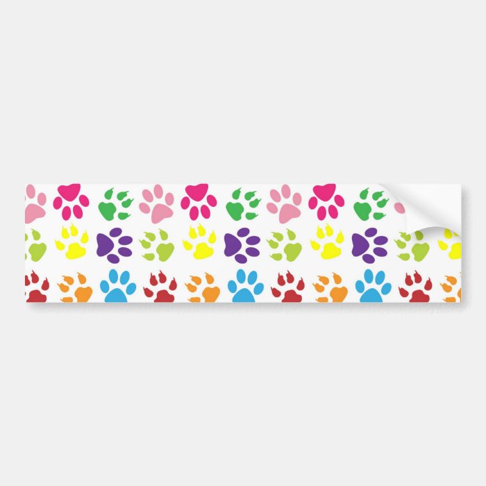 Colorful Dog Paws Bumper Sticker