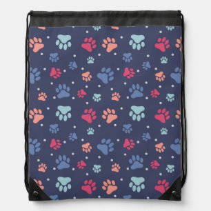 Colorful Dog Paws Drawstring Backpack