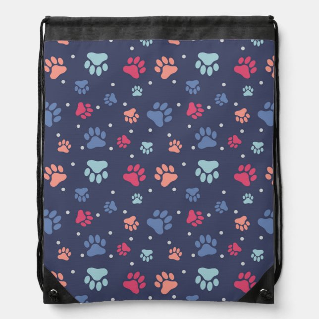 Colorful Dog Paws Drawstring Backpack (Front)