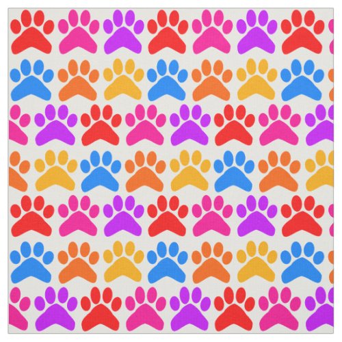 Colorful Dog Paws Fabric