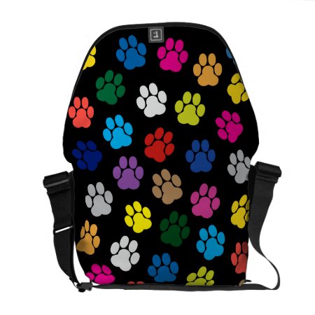Colorful Dog Paws Messenger Bag