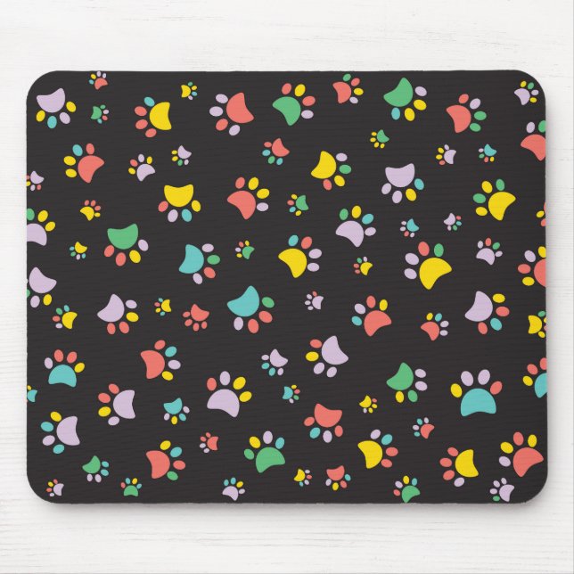 Colorful dog paws pattern mouse pad (Front)