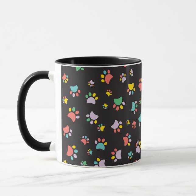 Colorful dog paws pattern mug (Left)