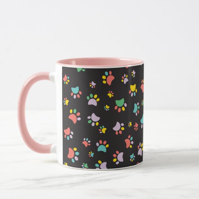 Colorful dog paws pattern mug (Left)