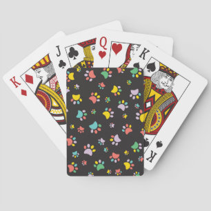 Colorful dog paws pattern poker cards