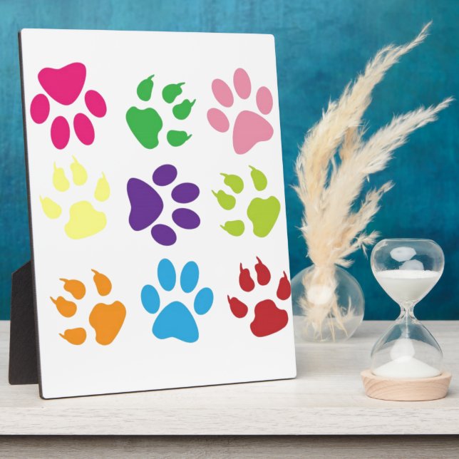 Colorful Dog Paws Plaque (Side)