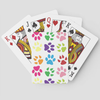 Colorful Dog Paws Poker Cards