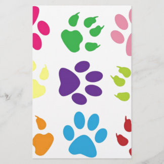 Colorful Dog Paws Stationery