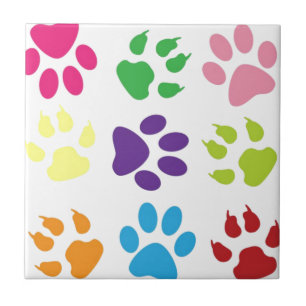 Colorful Dog Paws Tile