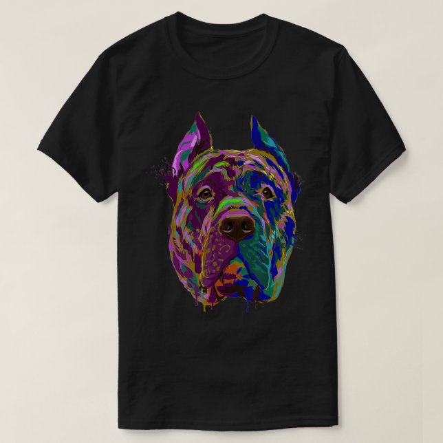 Colorful Dog Perro De Presa Canario  T-Shirt (Design Front)