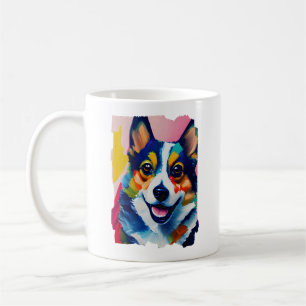 Colorful Dog Portrait - Corgi Painting Coffee Mug