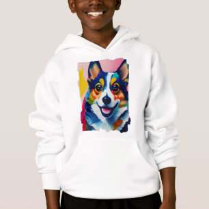 Colorful Dog Portrait - Corgi Painting Hoodie