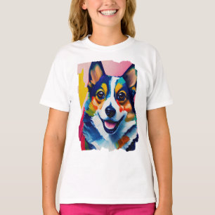 Colorful Dog Portrait - Corgi Painting T-Shirt