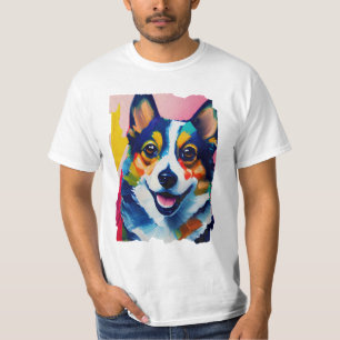 Colorful Dog Portrait - Corgi Painting T-Shirt