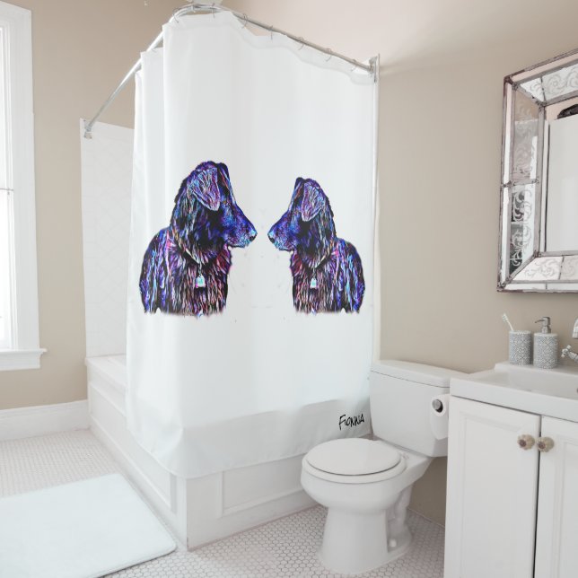 Colorful Dog Shower Curtain "Fionna" (In Situ)