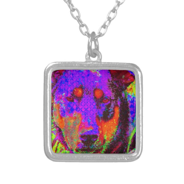 Colorful Dog Silver Plated Necklace (Front)