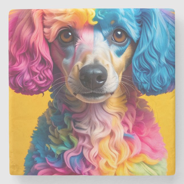 Colorful Dog Stone Coaster (Front)