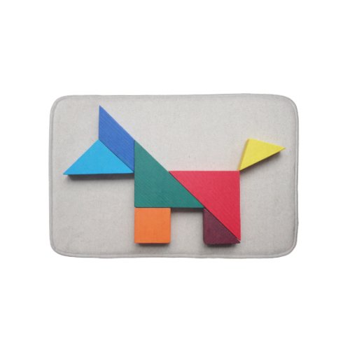 Colorful dog Tangram Bath Mat