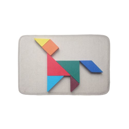 Colorful dog Tangram Bathroom Mat