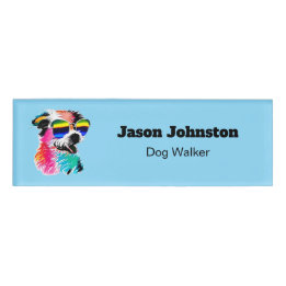 Colorful Dog Walker Pet Professional Name Tag