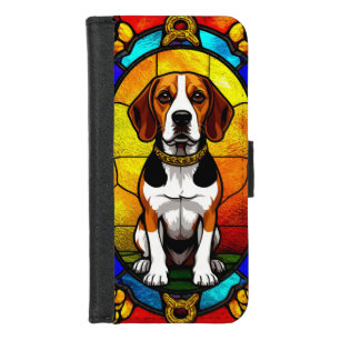Colorful Dog With Gold Chain Stained Glass iPhone 8/7 Wallet Case