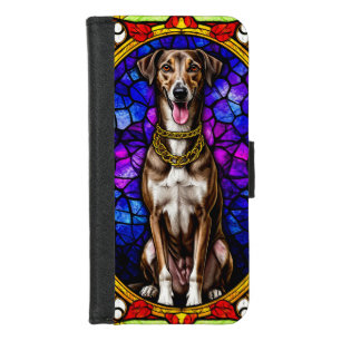 Colorful Dog With Gold Chain Stained Glass iPhone 8/7 Wallet Case