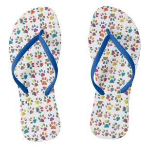 Colorful Doggie Paws Flip Flops