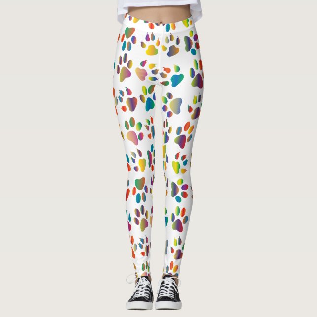 Colorful Doggie Paws Leggings (Front)