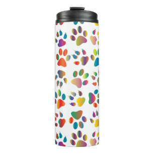 Colorful Doggie Paws Thermal Tumbler