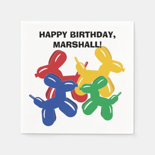 Colorful Dogs Balloon Animal Birthday Party Napkins