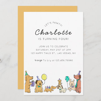 Colorful Dogs Birthday Party Invitation