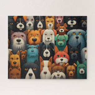 Colorful dogs faces jigsaw puzzle