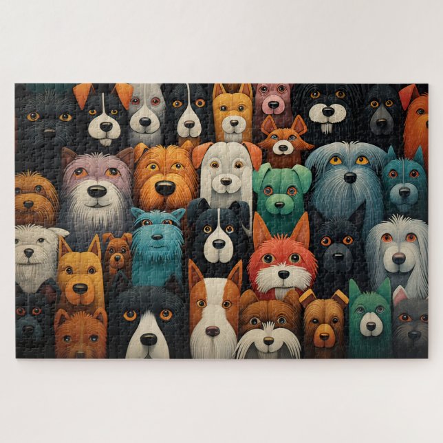 Colorful dogs faces jigsaw puzzle (Horizontal)