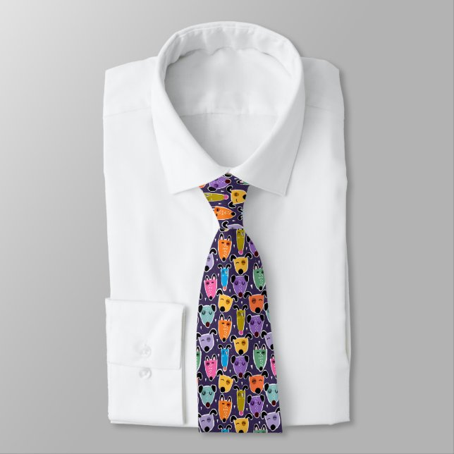 Colorful Dogs Neck Tie (Tied)