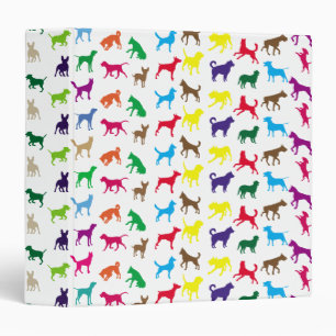 Colorful dogs silhouettes 3 ring binder