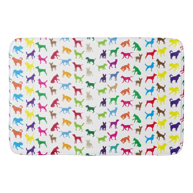 Colorful dogs silhouettes bath mat (Front)