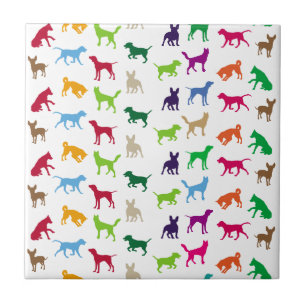 Colorful dogs silhouettes ceramic tile