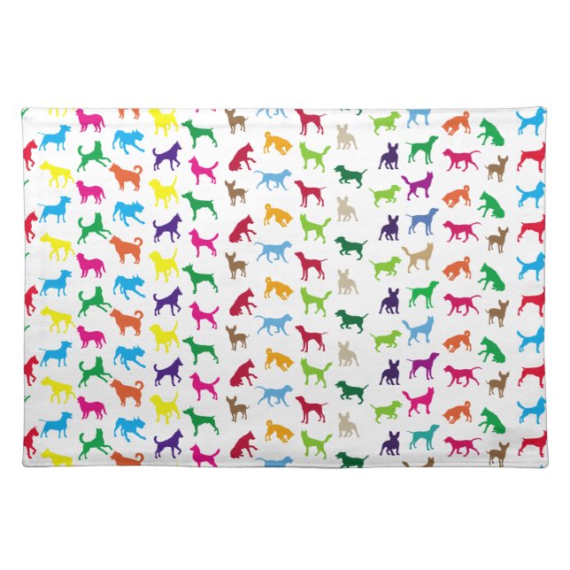 Colorful dogs silhouettes cloth placemat (Front)