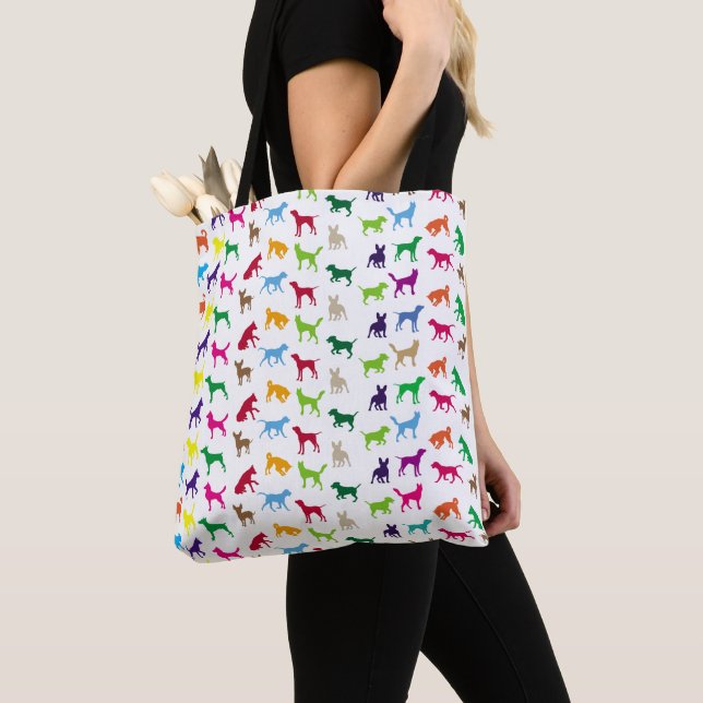 Colorful dogs silhouettes tote bag (Close Up)