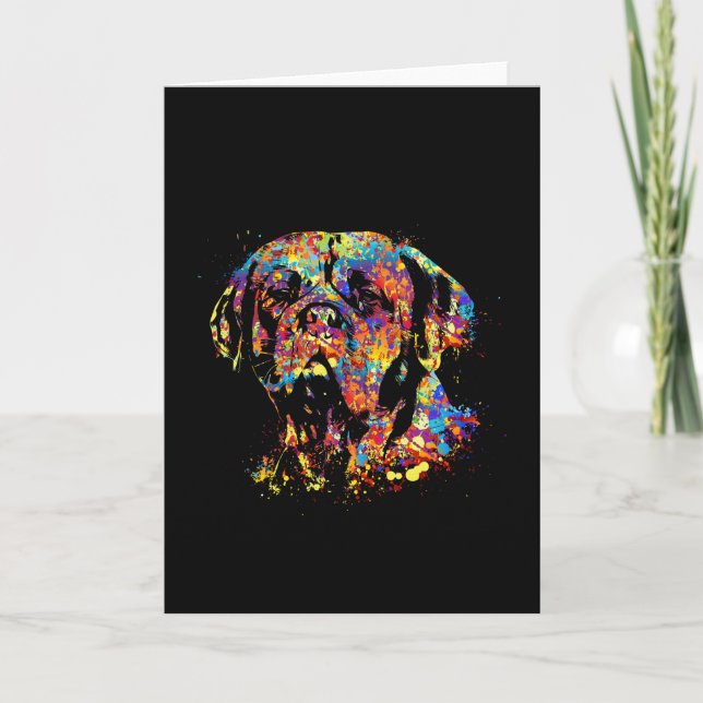 Colorful Dogue de Bordeaux Holiday Card (Front)
