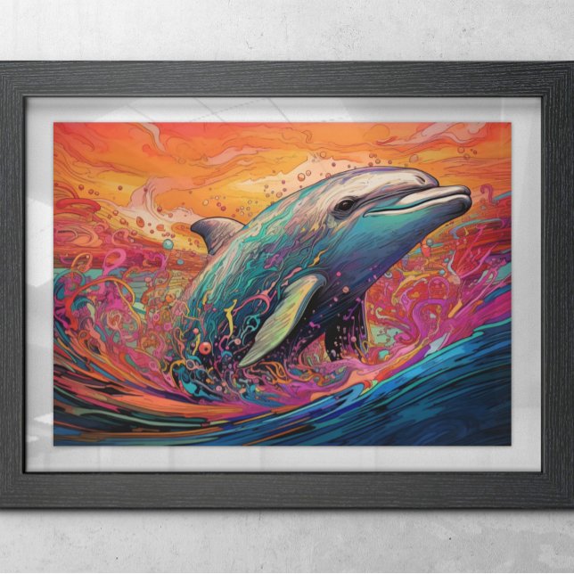 Colorful Dolphin Abstract painting Poster (Creator Uploaded)