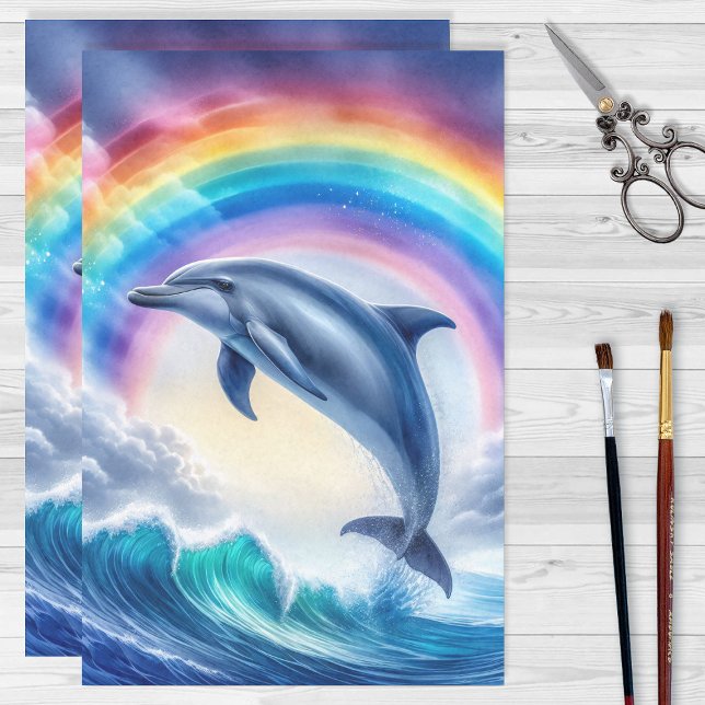 Colorful Dolphin and Rainbow Decoupage Tissue Paper (Creator Uploaded)