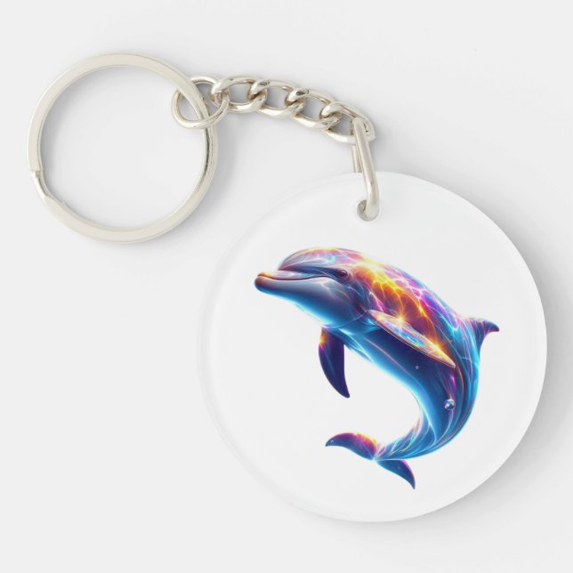 Colorful Dolphin Cute Arts Keychain (Front)